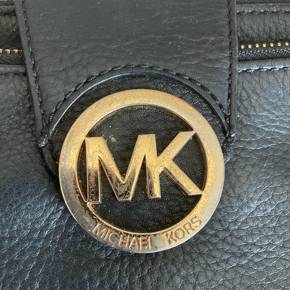 Michael Kors Black Leather Bag with Gold Accent